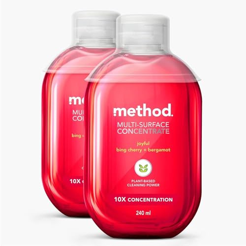 Method All Purpose Cleaner, Concentrated, Surface Cleaner, Joyful, Bing Cherry and Bergamot Scent, Pack of 2, 2 x 240ml
