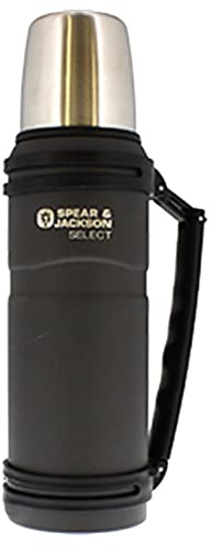 AAMEN Black 1.1LTR Vacuum Thermos Flask with Plastic Handle, Coffee Thermos Travel Vacuum, Leak-Resistant Thermos Insulated Water Bottle for Hot and Cold Drinks, Travel Coffee Mug, Stainless Steel