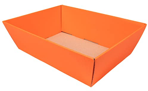 10 x PresentFill® Präsentkorb leer ohne Inhalt Orange - Geschenkkorb aus umweltfreundlichen 100% Recycling Karton Wellpappe - rechteckig - in verschiedenen Farben - Made in Germany