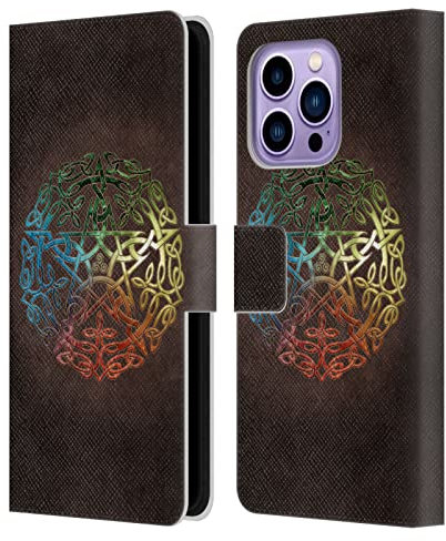Head Case Designs Offizielle Brigid Ashwood Wasserhaus 15 Heiliges Symbol Leder-Wallet-Hülle Kompatibel mit Apple iPhone 14 Pro Max