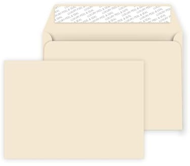 C5 Coloured envelopes for A5 Greeting Cards Christmas Cards Wedding Invitation Crafts 162x229mm- Pack of 40 envelopes (Cream Peel and Seal)
