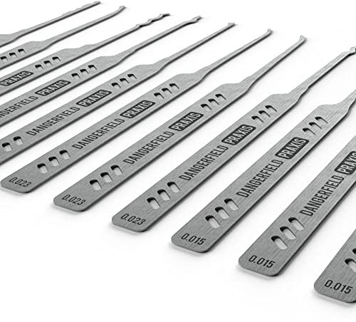 Dangerfield Praxis Lock Picking Kit - Professional Dual Thickness Stainless Steel Picks With 43 Page Guide eBook - Great Set for All Levels From Beginner to Expert