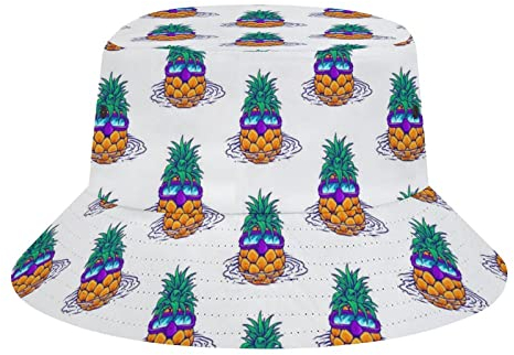 452 Fischerhut Ananas Sommer Anglerhut Uv Schutz Outdoor Wanderhut Faltbar Wandern Sonnenhut