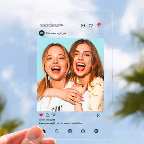 Transparent Gift Placa Personalizada Instagram con Foto y Texto S. Cuadro de Metacrilato Transparente. Regalos Personalizados para Cumpleaños y Navidad. Regalos Originales para Mujer, Hombre y Parejas