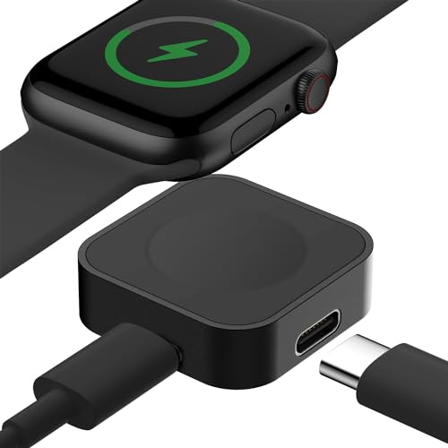 Lovandare Adaptador Magnético para Apple Watch, Reutiliza el Cable USB-C o iPhone Cable, Funda de Metal, Base de Carga Inalámbrica Wiaggio para iWatch Ultra, Serie SE 9 8 7 6 5 4 3.