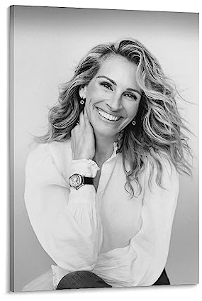 FLYUFO Julia Roberts Schauspieler Poster Retro Schwarz und Weiß Poster Druck Foto Kunst Malerei Leinwand Poster Zuhause