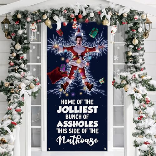 Weihnachtliche Urlaubstürabdeckung Dekorationen Merry Christmas Veranda Schild für drinnen und draußen Haustür Partyzubehör (Jolliest)