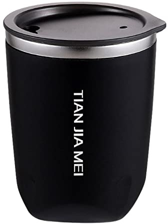 TEEKU Tasse à café isotherme en acier inoxydable de 300 ml pour homme et femme - Tasse portable délicate en céramique (noir, taille unique)