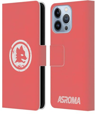 Head Case Designs Licenza Ufficiale AS Roma Rosa Invecchiato Grafica Crest Custodia Cover in Pelle a Portagoglio Compatibile con Apple iPhone 13 PRO