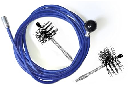 ULTRABRUSH B | Kit pulizia canna fumaria stufa a Pellet. 2 Scovoli Spazzacamino flex. Compatibile con ogni tipo di canna fumaria. Filo d’acciaio rivestito ultra robusto e scorrevole. (6 metri)