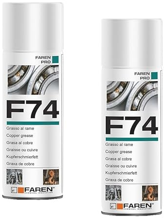 Faren F74 Grasso al Rame Spray, Lubrificante al Rame Antigrippante per Alte Temperature, Resistenza a Chimici e Acqua Salata, Prevenzione Usura Componenti, 400ml (2)