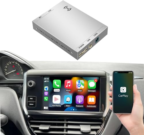autoabc Adaptateur de voiture sans fil CarPlay/Android pour Peugeot Citroën Picasso 2013-2016 DS4 DS3 308 508 208 2008 C4, support miroir, navigation, audio et vidéo USB
