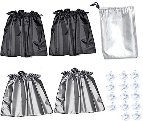 PartyKindom Quitasol 4pcs Parasoles Ventana Coche Protector Solar Ventanilla Auto 70 * 52mm 14 Válvulas De Succión Negro