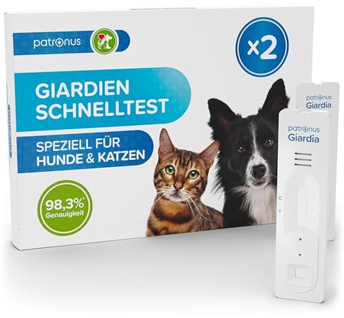 Giardien Schnelltest Hund & Katze - 2X Stück - Giardien Test mit über 98% Zuverlässigkeit - Speziell für Hunde & Katzen bei Durchfall zum einfachen Nachweis von Giardia-Antigenen