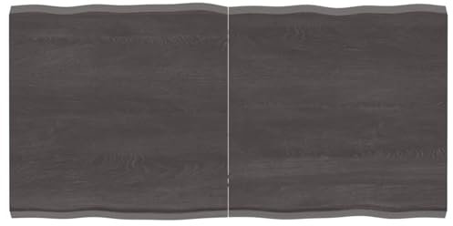 Rantry Tischplatte aus behandeltem Holz, Eiche, Naturrand, Grau, 120 x 60 x 4 cm, Tischplatte für Restaurant, Esszimmer, Wohnzimmer, Büro, Möbel, Arbeitsplatte, Tischplatte