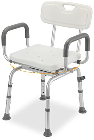 Daromigo Duschhocker Höhenverstellbar Duschstuhl, Duschhilfe,Anti-Rutsch Duschsitz, Badsitz für Senioren, 360°Drehbarer Badhocker