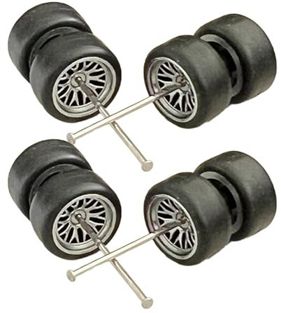 Sharplace 8X 1: 64 Räder Ersatz mit Rundstabachsen Simulation Modell Auto Räder Reifen für Automodelle Jungen Sammler Erwachsene, Silber