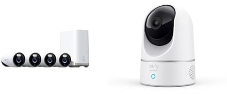 eufy Security eufyCam E330 Überwachungskamera aussen 4 Set & Indoor Cam 2K Pan & Tilt, 2K Überwachungskamera für Innenbereiche