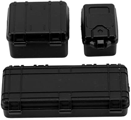 ANKROYU 3 Stück RC Car Emulation Gepäckkoffer, Kunststoff RC Crawler Koffer Dekoration, RC Crawler Gepäckkoffer für ferngesteuertes Auto (Schwarz)