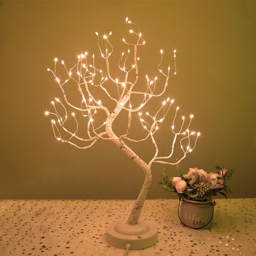 Lampada ad Albero Illuminata, 108 LED Bonsai Lampada da Tavolo, 8 modalità, a batteria/USB, Albero Luminoso da Tavolo, Albero di Betulla con Luci LED per Decorazione Natalizia,Feste,Interna,Compleanni