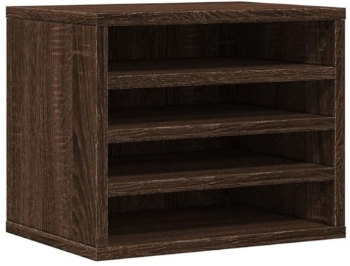 vidaXL Schreibtisch Organizer, Dokumentenablage mit Stauraum, Druckerhalter für Büro Zuhause, Briefablage Papierablage Büro-Organizer, Braun Eichen-Optik Holzwerkstoff