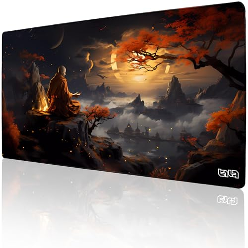 Tilt Grand Tapis de Souris Gamer XXL 100x50 cm | Tapis de Bureau Gaming Anti-Dérapant | Mouse Pad Imperméable pour PC et Accessoires Gaming | Tapis de Clavier (Monk's Zen)
