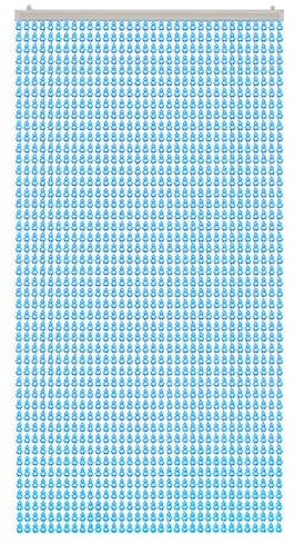 OUGPIU String Door Curtain,90x200cm 45 Strands Hanging Beaded Door Curtain,Fly Insect Bug Screen String Doorways Divider with Aluminum Slide Rails,Retro Window Bead Curtains Party Decorations (Blue)