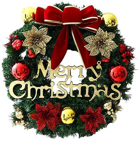 Weihnachtskranz 30cm, Weihnachtskranz Künstlicher Türkranz, Weihnachten Adventskranz, Weihnachten Kränze für Tür und Tischdekoration