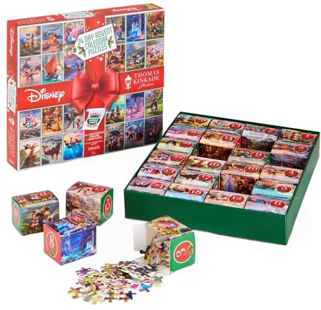Ceaco - Disney - Thomas Kinkade - 24 Days of Christmas Advent Calendar Puzzles – 24 Mini Puzzles to UNbox - 1,000 Total Pieces