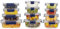 HOUSZY 12 Pack Glass Food Storage Containers (24 PCS) (12 Lids & 12 Containers) Blue