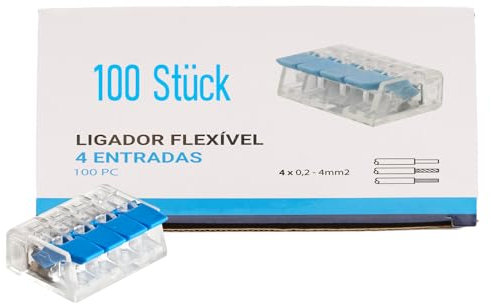 Maxled, Light is Led! Verbindungsklemmen,Klemmen 4 Polig Leiter, 100 Stück Kabelverbinder Kabelklemmen für Alle Leiterarten Weltweit, Solid Wire 0.2-4mm², Anschlussklemmen Strand Wire:0.14-4mm² 414