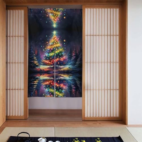 WZYWHJ Glitzernde Vorhänge mit Weihnachtsbaum-Motiv, vielseitige Raumteiler für Zuhause, Büro, Küche, Bad, stilvolle und funktionale Gardine, 86,4 x 142,2 cm