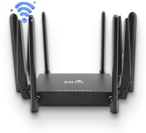 5G Router CPE für Unterwegs, 5G Router SIM-Karte, LTE WiFi 6 Router 5G - 2 Band 2.4GHz 5GHz, 10 Antennen, 1800Mbps, Unterstützung für 20 Benutzer, Unlocked 5G Router für Zuhause
