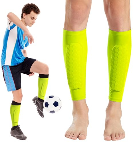 Ledeak Schienbeinschoner Fußball, 1 Paar Leicht Schienbeinschoner Fussball, Honeycomb Pads Shin Guard mit Anti-Rutsch Ärmel, Elastische Stoßfest Schienbeinschoner für Männer, Frauen