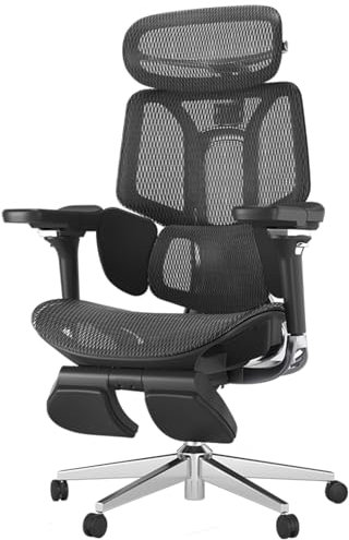 Hbada E3 Pro Ergonomischer Bürostuhl mit 3-Zonen dynamischer Lendenwirbelstütze, 4D verstellbare Kopfstütze, 6D-Armlehnen verstellbar, Schreibtischstuhl mit Fußstütze, Schwarz