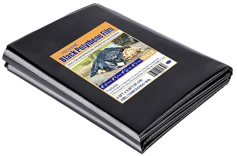 PROMORE Polyethylen Folie Schwarz 2 x 3M 0,1mm 100g/m² 100µm PE Hochbeetfolie Baufolie Abdeckfolie Gewächshausfolie Plastikfolie Reißfest Gartenfolie für Gartenarbeit Treibhaus Folientunnel