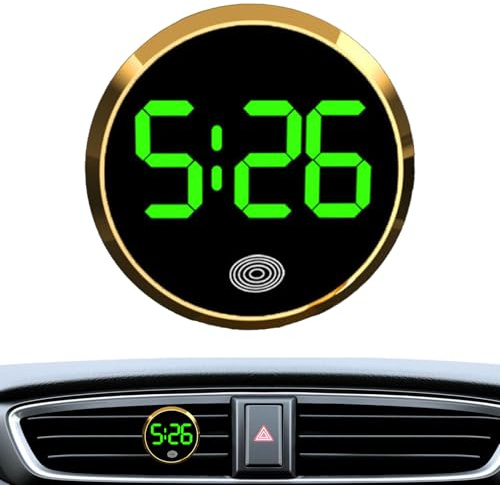 Auto Armaturenbrettuhr - Digitale Uhr | Auto-Lüftungsuhren | Analoge Armaturenbrett-Uhr | Digitaler Wecker | Leuchtende Kleine Runde Uhr Mit Doppelseitigem Aufkleber Kfz-Digitaluhr Für Limousine