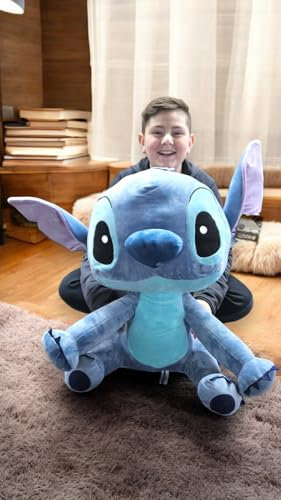 Ferro Stars Peluche compatible con ángel, puntada con orejas con patrón de corazón, adecuado a partir de los primeros meses de vida (Stitch azul, 55 cm)