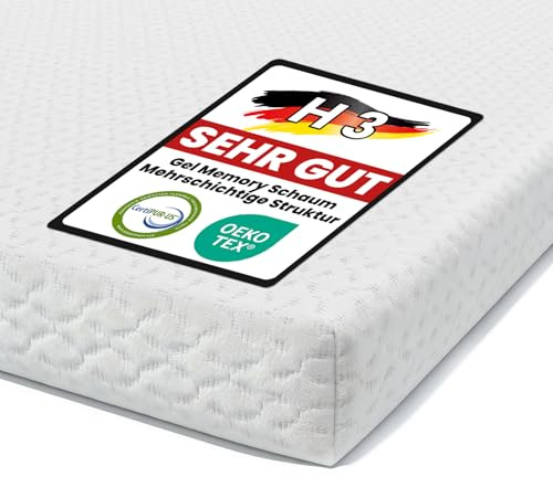 FRIDEKO Matratzen Topper 120x200cm, 10cm Höhe Matratzentopper, H2&H3 Gel Memory Foam Topper, Abnehmbaren und Waschbaren Bezug, Geeignet für Boxspringbett, Schlafsofas