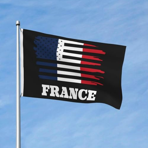Drapeau américain, France, drapeaux de jardin français, printemps, été, automne, hiver, décoration d'intérieur, bannière double face, légère, 90 x 150 cm, bannières d'extérieur amusantes