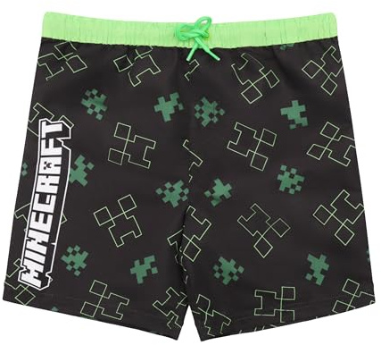 Minecraft Badehose Jungen I Short Kinder mit Creeper Motiv I schnelltrocknende Badehose I Schwimmhose I Schwimmhose Jungen I Badeshorts Jungen I Badehose Jungen I Badehose Kinder I Größe 116-164