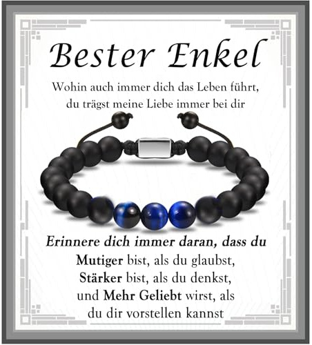 EPVID Geschenk für Jungen, Abschluss Geschenke für Jungs, Blaue Tigerauge Armband für Sohn Bruder Neffen Enkel zum Abschluss Geburtstag Firmung Kommunion Weihnachten Jugendweihe