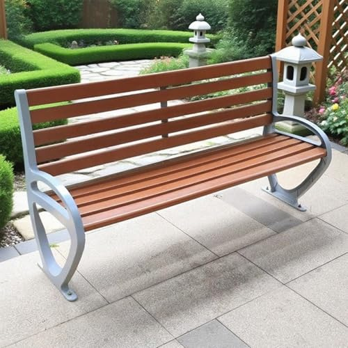 Baodiale Allwetterer Außenstuhl im Freien, 2-Personen-Plastik-Holz-Terrassenbank Gartenbank für Garten, Veranda und Park