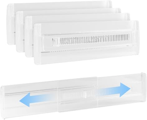 mobumeia Schubladentrenner Verstellba, 4 Stück Transparente Kunststoff Schubladenteiler 28,8-50cm Erweiterbares Schubladen Organizer für Schrank Unterwäsche Socken Schreibtisch Organizer
