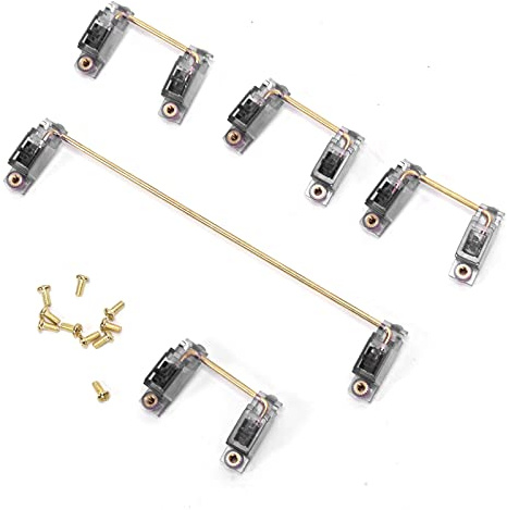 Mechanischer Tastaturstabilisator mit vergoldeten Schrauben, DIY-Tastaturzubehör, 6,25U- und 2U-Stabilisatoren für mechanische Tastaturen mit 61/64/87 Tasten, Nylongehäuse mit (Transparentes Schwarz)