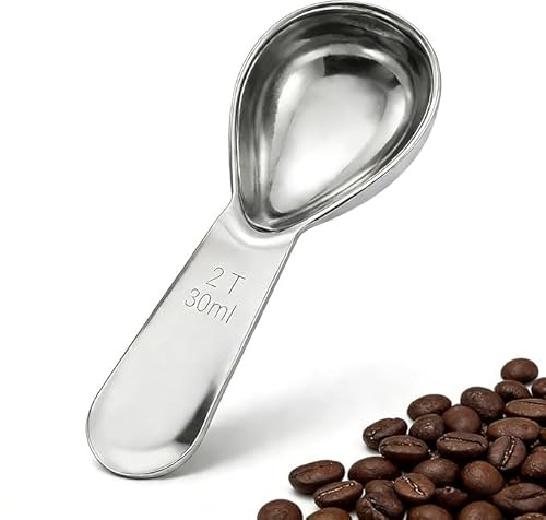Nevoluxer Cucharas Medidoras de Acero Inoxidable, 30 ml / 6g, Cuchara Dosificadora para Café, Té en Polvo, Azúcar, Harina y Gramos