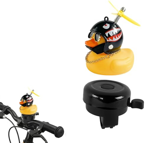 GWEOR Campanello Bici Paperella Simpatica Design Squalo con Casco ed Elica, Campanello Sonoro per Bambini e Adulti, Compatibile con Bicicletta, Monopattino, Draisienne e Triciclo