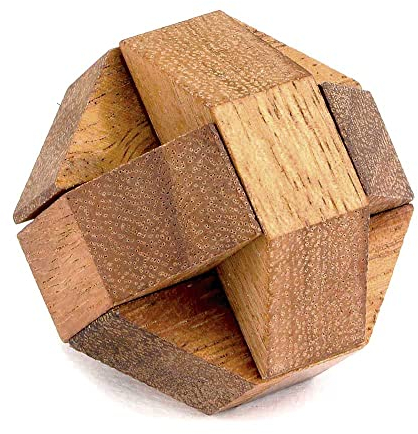 Logica Spiele Art. Hexagon - Denkspiel – 3D Knobelspiel - Geduldspiel Aus Holz -Schwierigkeit 3/6 Schwierig - Leonardo da Vinci Kollektion