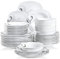 VEWEET ZOEY 48pcs Service de Table Pocelaine 12pcs Assiettes Plates 25,1cm, Assiette Creuse 21,5cm, Assiette à Dessert 19cm, Bols à Céréales 17cm Vaisselles pour 12 Personnes Fleuri