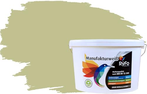 RyFo Colors Bunte Wandfarbe Manufakturweiß Pistazie 10l - weitere Grün Farbtöne und Größen erhältlich, Deckkraft Klasse 1, Nassabrieb Klasse 1